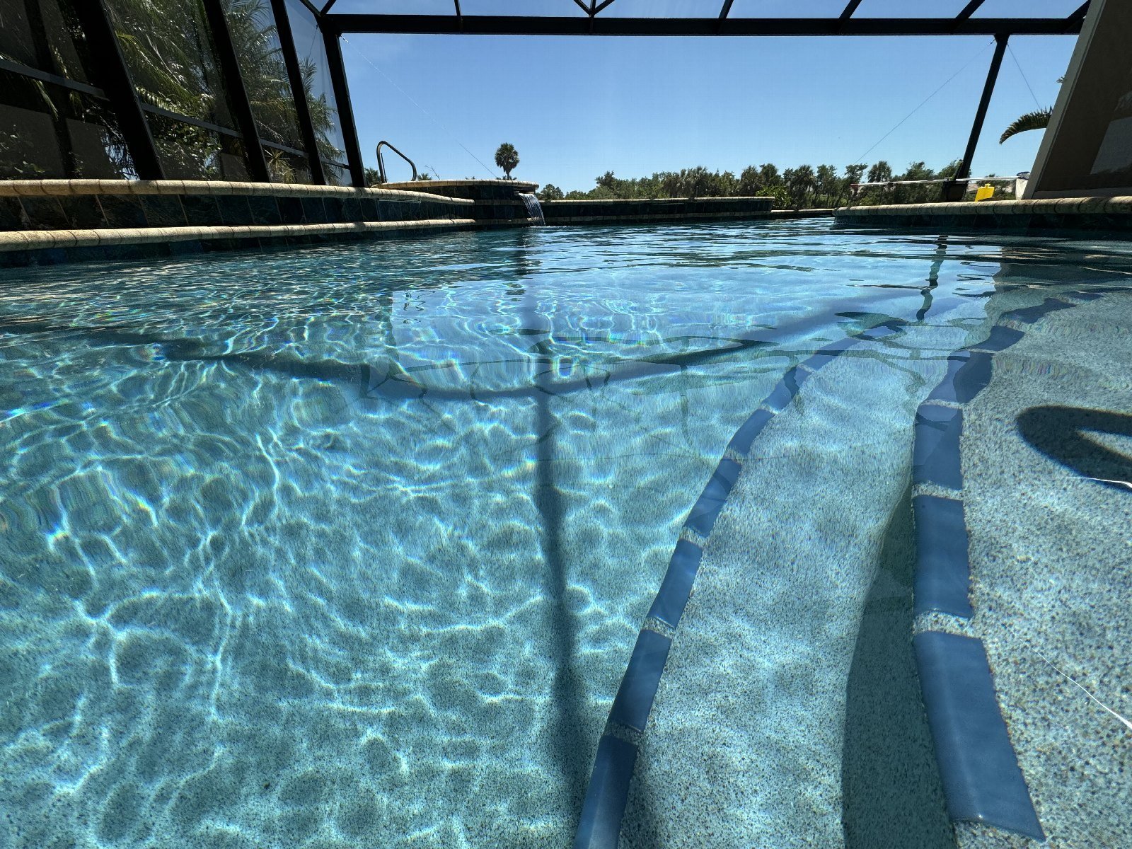 Screened pool, brushed and balanced